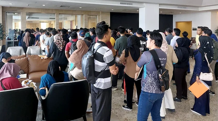 Candidates gathering for an interview session